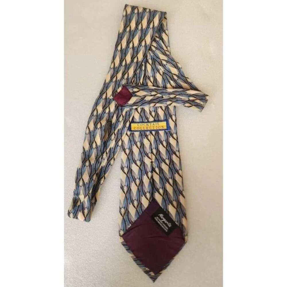 Stonehenge Margarita Cocktail Club Mens Neck Tie 100% Silk Geometric Vintage 90s